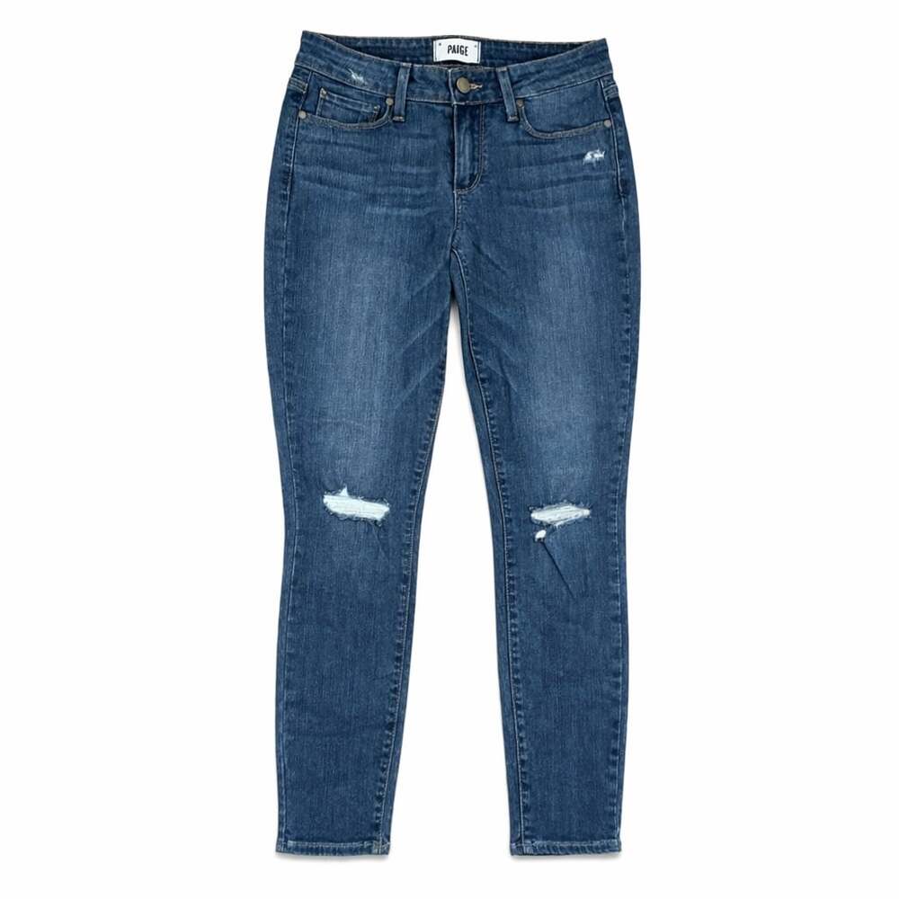 PAIGE Verdugo Crop Skinny Mid-Rise Distressed Jeans in Orleans Dest Size 27